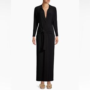 Norma Kamali Long-Sleeve Knotted Shirtdress